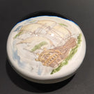 Vintage Murano Art Glass Paperweight Encased Pirate Clipper Ship Appliqué