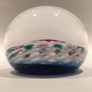 Signed Peter Holmes Selkirk Art Glass Paperweight millefiori floral White Spiral