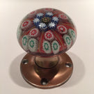 Vintage Strathearn Art Glass Paperweight Doorknob Twists & Millefiori On Orange