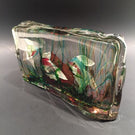 Huge Vintage Murano Cenedese Art Glass Paperweight Fish Aquarium Block Sculpture