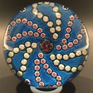 Early Parabelle Art Glass Paperweight Rose Cane Millefiori Garland Blue Ground