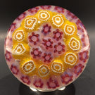 Vintage Murano Art Glass Paperweight Concentric Millefiori On White