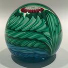 Vintage Fratelli Toso Murano Art Glass Paperweight Blue & Green Crown