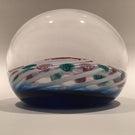 Signed Peter Holmes Selkirk Art Glass Paperweight millefiori floral White Spiral