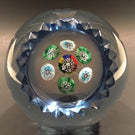 Vintage Murano Art Glass Paperweight Millefiori Blue Flash Fancy Cut Faceting