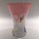 Large Perthshire Art Glass Paperweight Style Millefiori Pink & White Flower Vase