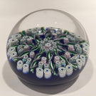 Vintage Perthshire Art Glass Paperweight Radial Millefiori & Twist Blue Ground