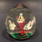 Early 1930's Chinese Faceted Art Glass Paperweight Painted Sulphide Caged Birds