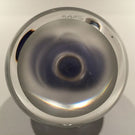 Signed Rollin Karg Art Glass Paperweight Modern Metallic Purple Control Bubbles