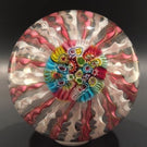 Vintage Murano Art Glass Paperweight Pink Millefiori Crown