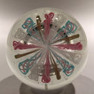 Vintage Murano Art Glass Paperweight Pastel Latticino Aventurine Crown