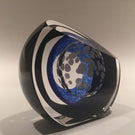 Signed Paul Harrie Art Glass Paperweight Faceted Concentric Rings Disk Sculpture