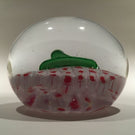 Vintage Chinese Art Glass Paperweight Green Snake Closepacked Millefiori Ground
