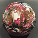 Rare Signed Michele Luzoro Modern French Art Glass Paperweight Red w/ Aventurine