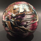 Rare Signed Michele Luzoro Modern French Art Glass Paperweight Red w/ Aventurine