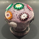 Unusual Murano Art Glass Paperweight Piedouche Millefiori on Purple