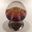 Vintage Strathearn Art Glass Paperweight Doorknob Twists & Millefiori On Orange