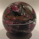 Rare Signed Michele Luzoro Modern French Art Glass Paperweight Red w/ Aventurine