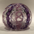 Vintage Signed Murano Art Glass Paperweight Purple & White Crown