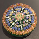 Vintage Perthshire Art Glass Paperweight 7 Spoke Twists & Millefiori on Green