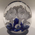 Vintage American Studio Art Glass Paperweight White Trumpet Flowers