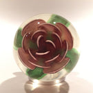 Signed Pete Lewis Vintage Art Glass Paperweight Footed Millville Crimp Rose