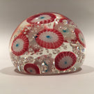 Vintage Murano Art Glass Paperweight Scattered Red Millefiori on Clear