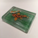 Unusual Vintage Slag Glass Frit Koi Fish Art Glass Paperweight Block