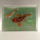 Unusual Vintage Slag Glass Frit Koi Fish Art Glass Paperweight Block