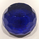 Vintage Saint Louis Art Glass Paperweight Etched Flowers & Multifaceted Dome