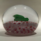 Vintage Chinese Art Glass Paperweight Green Snake Closepacked Millefiori Ground