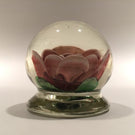 Signed Pete Lewis Vintage Art Glass Paperweight Footed Millville Crimp Rose