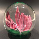 Vintage Elwood Indiana American Studio Art Glass Paperweight Crimp Pink Tulip