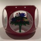 Vintage Saint Louis Art Glass Paperweight Upright Bouquet Faceted Overlay