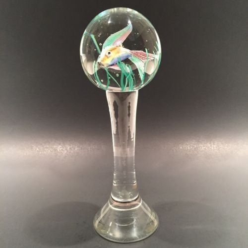 Huge 9" Footed Murano Cenedese Aquarium Fish Art Glass Paperweight Sculpture