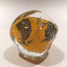 Signed Modern American Studio Art Glass Paperweight Orange Bubble Design