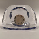 Vintage Baccarat Art Glass Paperweight Lafayette Sulphide Diamond Cut Blue base