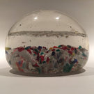Antique American Art Glass Frit Paperweight Fraternal Seal Multicolored Ground