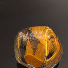 Signed Modern American Studio Art Glass Paperweight Orange Bubble Design