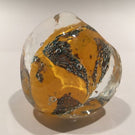 Signed Modern American Studio Art Glass Paperweight Orange Bubble Design