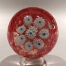 Vintage Murano Art Glass Paperweight Ruffled Millefiori On Orange Bubble Cushion