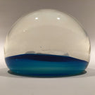 Vintage Art Glass Paperweight JFK Kennedy Sulphide On Blue Star Cut Base