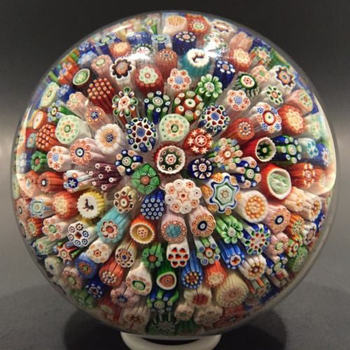 Huge Antique Baccarat Art Glass Paperweight Complex Closepacked Millefiori