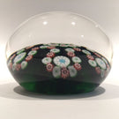 Rare Antique Baccarat Art Glass Paperweight Millefiori Garland on Green Ground