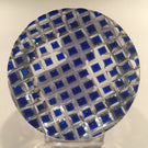 Vintage Baccarat Art Glass Paperweight Lafayette Sulphide Diamond Cut Blue base