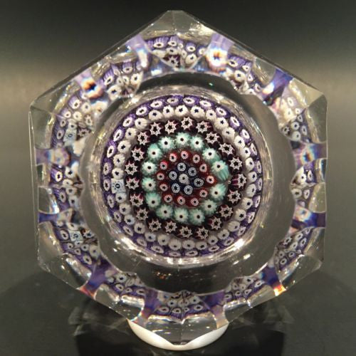 Whitefriars Art Glass Paperweight Concebtric Millefiori & Fancy Facets