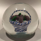 Vintage Murano Art Glass Paperweight Encased Latticino Basket Of Eggplants