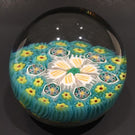 Vintage Murano Art Glass Paperweight Complex Millefiori With Flower Center