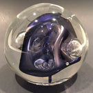 Signed Rollin Karg Art Glass Paperweight Modern Metallic Purple Control Bubbles