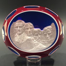 Huge 4" Baccarat Art Glass Paperweight Double Overlay Mount Rushmore Sulphide